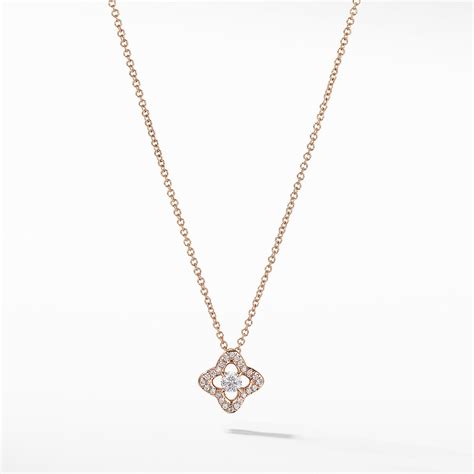 Venetian Quatrefoil Necklace With Diamonds In 18k Rose Gold David