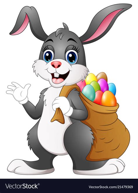Easter Bunny Rabbit With Easter Eggs A Sack Of Ful