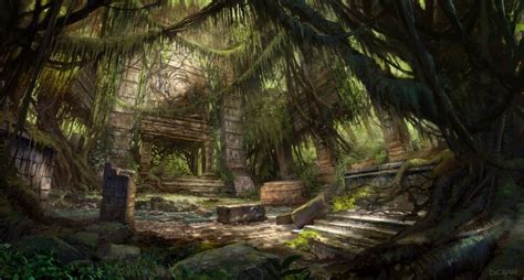 Illustration Fantasy Landscape Jungle Ruins Concept Art World