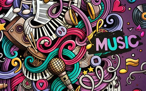 Download Wallpapers Music Art Creative Doodles Abstract Art Notes
