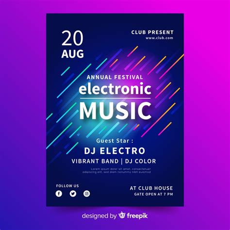 Free Electronic Music Festival Poster Template Free Vector Nohatcc