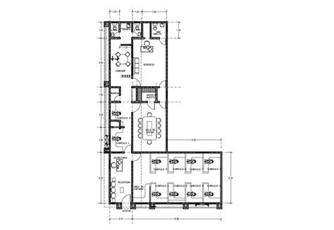 Autocad Drawing Of Office Design With Detail Dimension Cadbull