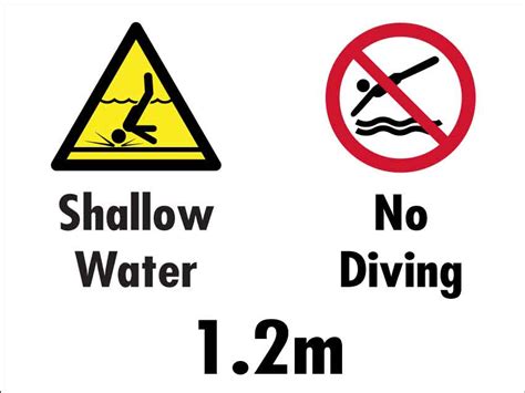 Shallow Water No Diving 12m Sign New Signs