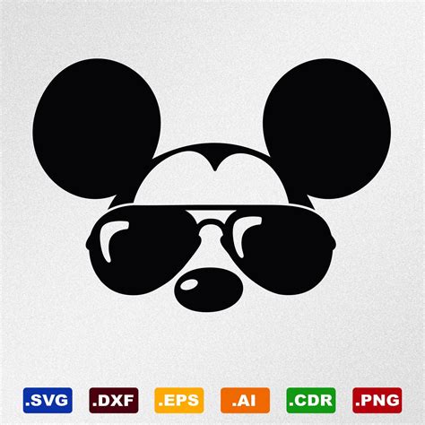 Mickey Mouse Sunglasses Svg Dxf Eps Ai Cdr Vector Files Etsy