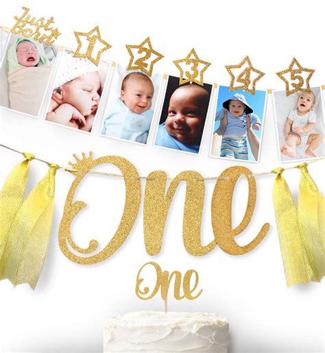 Buy 1st Birthday 12 Months Photo Banner Cake Topper Highchair One