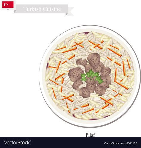 Pilaf Or Turkish Rice With Meat And Vegetables Vector Image