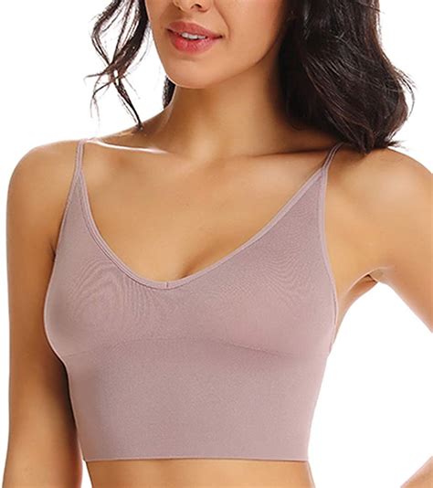 Cami Bralette For Women Mini Camisole With Built In Bra Padded V Neck