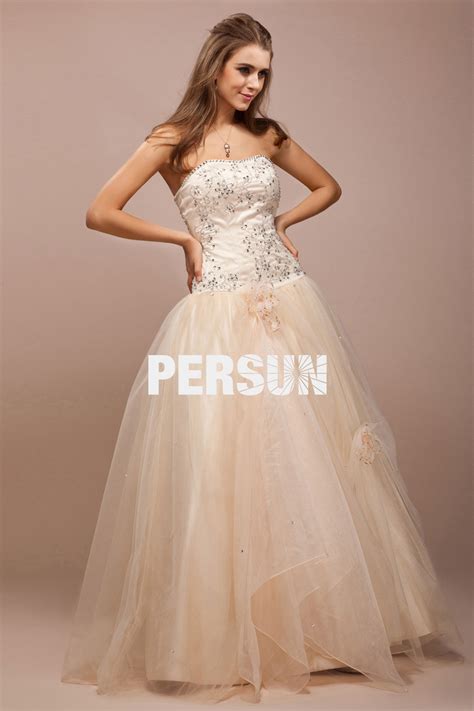 Cheap Sweetheart Applique Flower Tulle Ball Gown Prom Dress Persun