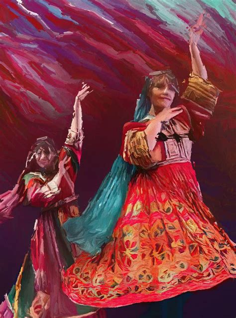 Pashtun Females Cultural Dancing Attan Painting By Gull G Saatchi Art