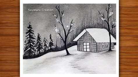 Comment Dessiner Un Paysage De Neige Dhiver Avec Un Crayon Croquis Au