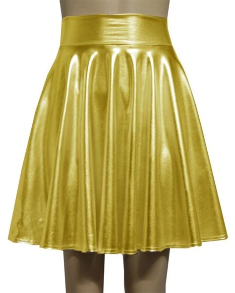 Gold Metallic Skirt Rave Festival Flare Skirt Foldover Skater Skirt Burning Man Outfit With