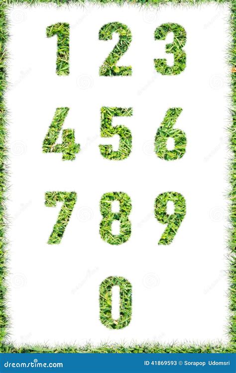 Letter Numbers Made Set Green Grass Isolated Stock Image Image Of