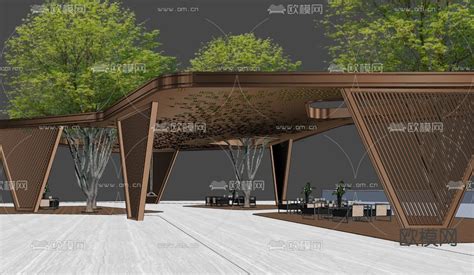 现代菱形廊架su模型下载id12072983sketchup模型下载 欧模网