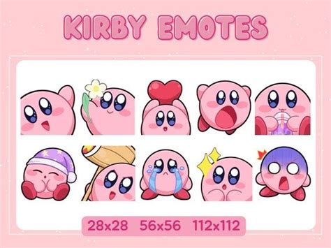 Cute Pack Of 10 Kirby Emotes Emotes For Twitch Youtube Discord Etc