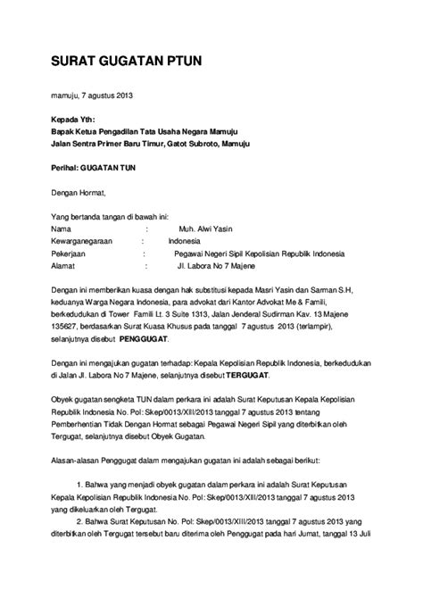 Saya yang bertanda tangan di bawah ini Contoh Surat Gugatan PTUN | Riko Syahrudin - Academia.edu