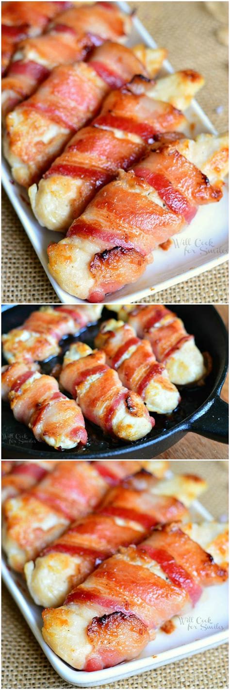 Bacon wrapped chicken is an easy recipe with 3 simple steps: Bacon Wrapped Chicken Strips - Will Cook For Smiles