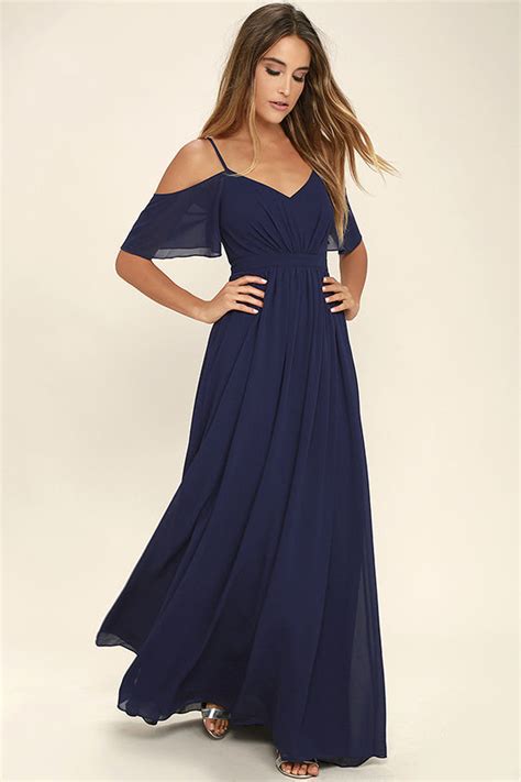 Navy blue dress for women. Stunning Maxi Dress - Gown - Navy Blue Dress - Formal ...