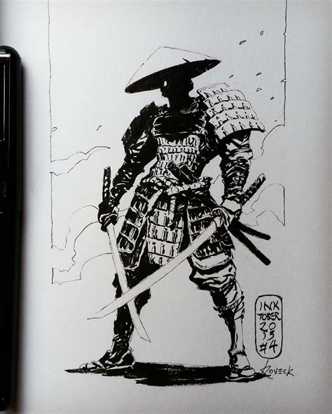 Samurai Ink Sketch Koveck Antonio Garcia Samurai Drawing Japanese