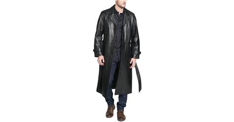 wilsons leather oliver belted leather trench coat in black for men lyst