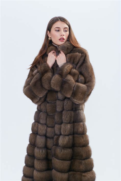 long fur coat real russian sable fur