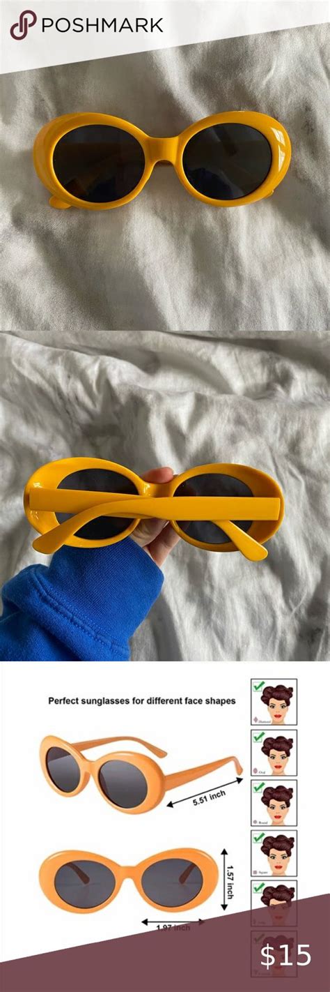 Kurt Cobain 90s Retro Oval Clout Yellow Sunglasses Perfect Sunglasses