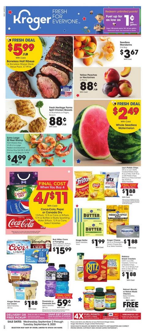 It's time to use kroger pharmacy discount card to reduce maximum price for your cart. Kroger Weekly Ad Sep 02 - Sep 08, 2020