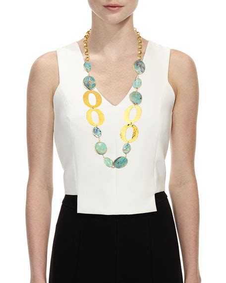 Devon Leigh Turquoise And Oval Link Necklace Neiman Marcus