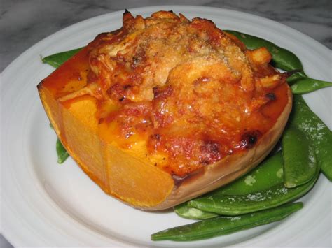 Cammys Kitchen Butternut Squash Stuffed With Chicken And Cheese