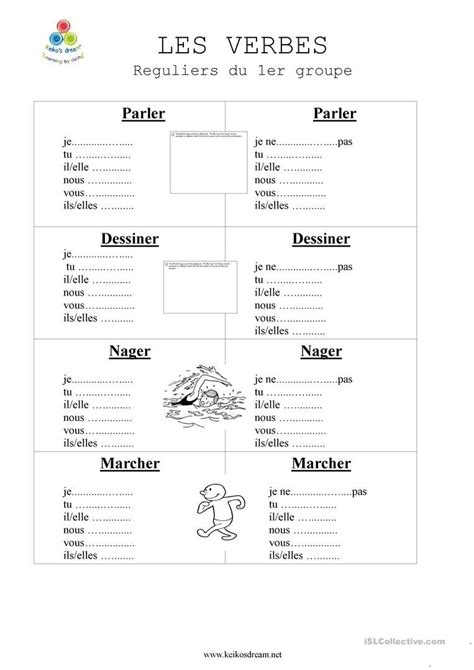 verbes reguliers du 1er premier groupe | Exercice verbe, Exercices