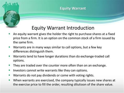 Equity Warrant Difinitin And Pricing Guide Ppt Download