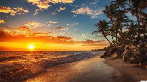 Sunset In The Sea Beach Hd Wallpaper Download