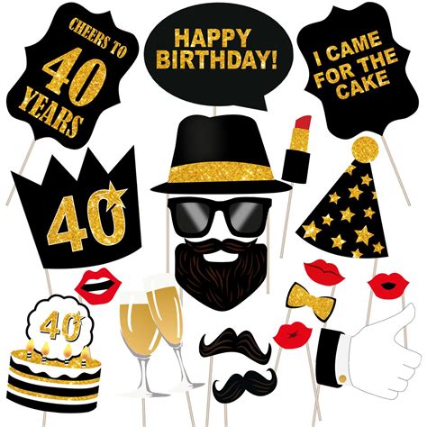 Party Propz 40th Happy Birthday Photo Booth Props 20 Pcs
