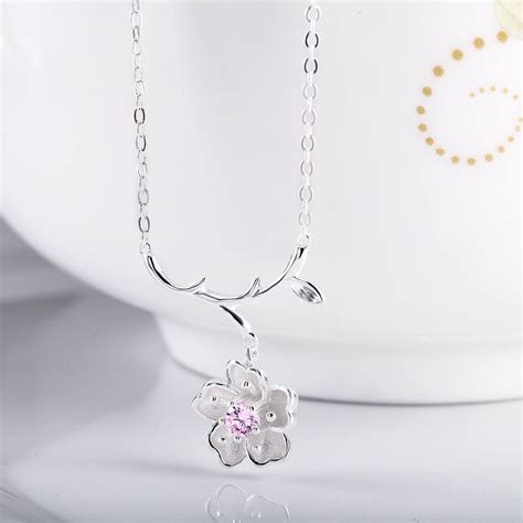 925 Sterling Silver Cherry Blossoms Necklace 162 Etsy Charm