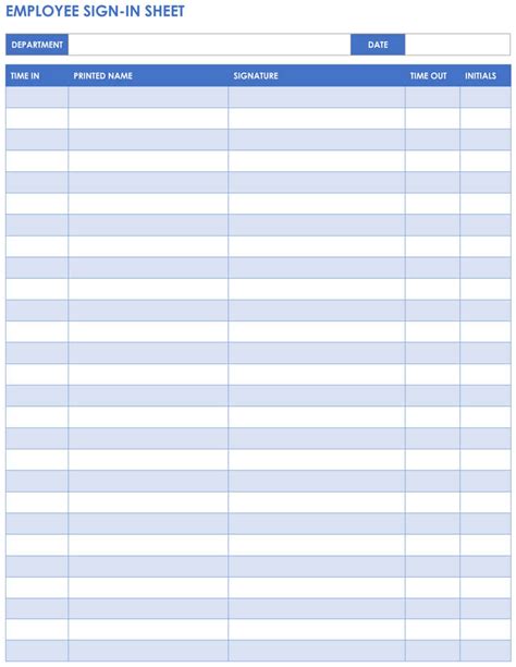 Free Sign In Sheet Template Printable