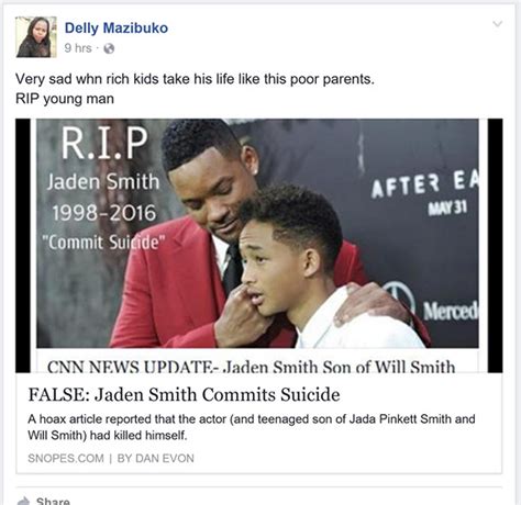 Jaden Smith Still Not Dead Suicide Hoax Circulates On Facebook Again