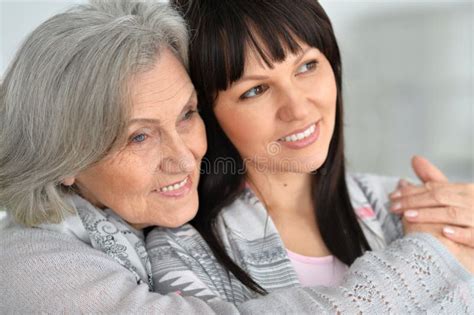 Beautiful Elderly Mother With An Adult Daughter Stock Image Image Of