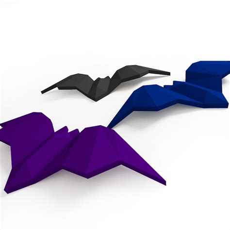 3d Paper Craft Model Bat Diy Low Poly Halloween Decor Etsy