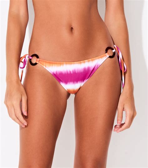 Pink And Orange Tie Dye Brazilian Bikini Bottom With Rings Bottom Side