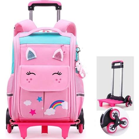 Cartable Roulette Enfants Zgeer Rose Primaire Dos Cm