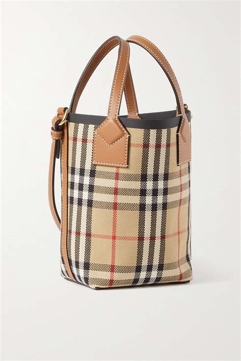 Burberry Leather Trimmed Checked Canvas Tote Net A Porter