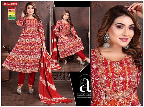 Cotton Red Printed Anarkali Suit At Rs 545 In Ahmedabad ID 2853235927462