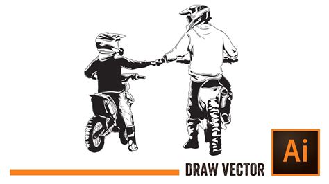 Illustrator Tutorial Draw Motocross Vector Dad And Son Best Friend