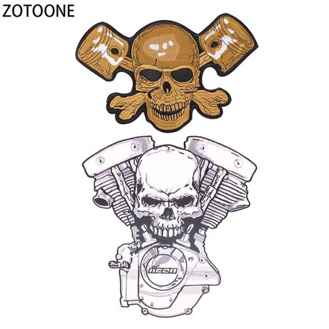 Zotoone Punk Skull Embroidered Patches For Clothing Diy Large Back