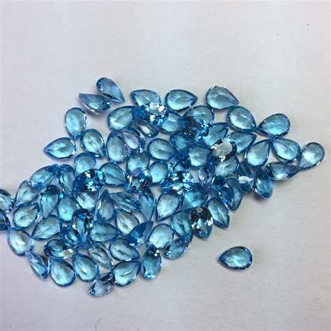 5x7mm Natural Swiss Blue Topaz Pear Cut Gemstone Free Shipping