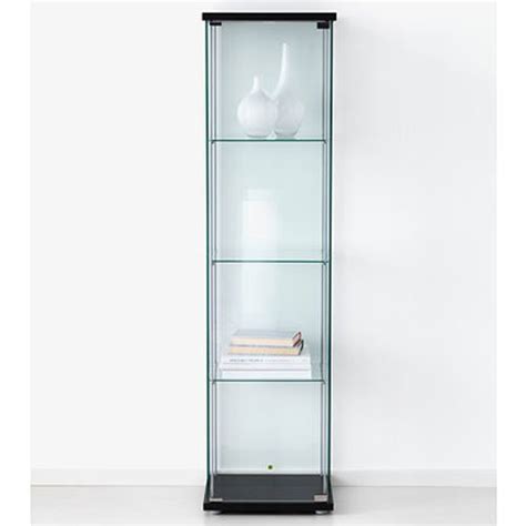Ikea Detolf Glass Curio Display Cabinet Black Lockable Lock Is Included