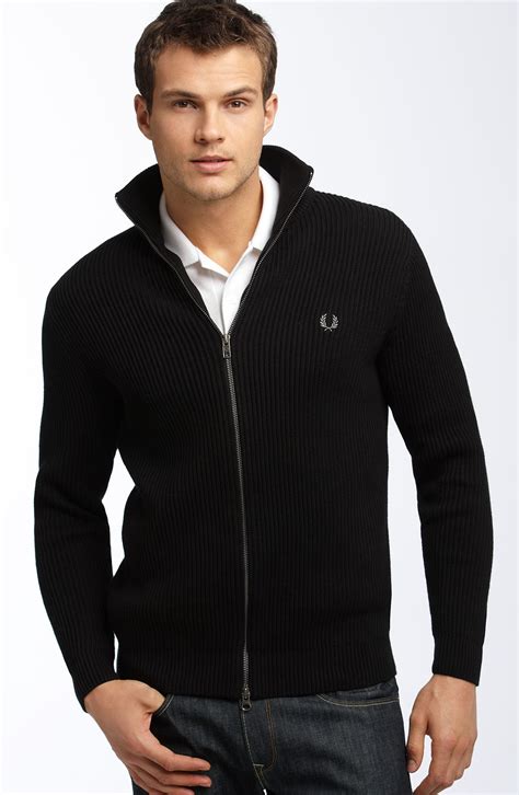 fred perry ribbed zip front sweater nordstrom