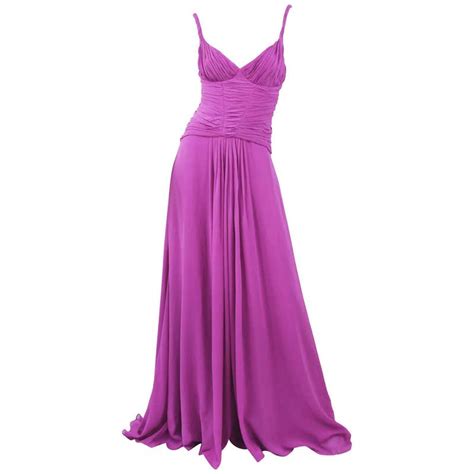 Emanuel Ungaro Long Chiffon Gown In Magenta Size 4 For Sale At 1stdibs