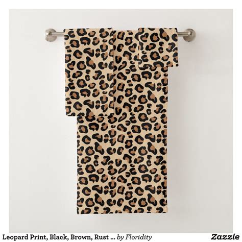 Leopard Print Black Brown Rust And Tan Bath Towel Set Zazzle