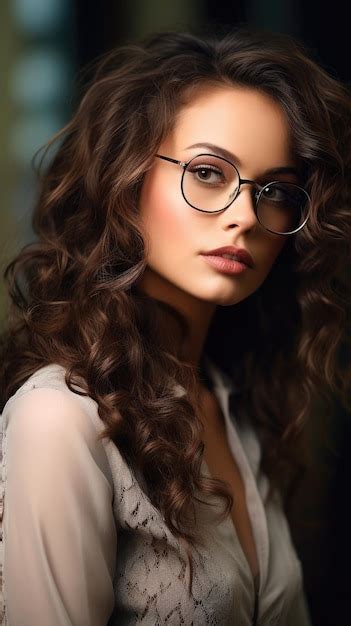 Premium Ai Image Woman Wearing Glasses Long Curly Hair