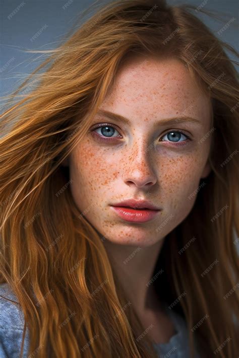 Premium Photo Beautiful Redhead Girl With Freckles And Freckles